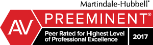 Martindale-Hubbell, AV Preeminent Peer Rated for Highest Level of Professional Excellence, 2017